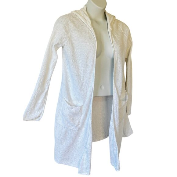 Eileen Fisher Peruvian Organic Cotton Crimp Hooded Cardigan Beach Coverup  Small - Picture 3 of 9